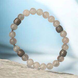 Elegant Silver and Cream Beaded Bracelet